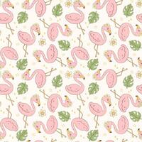 Retro Flamingo Summer Seamless Pattern Playful Groovy Repeat background Design vector