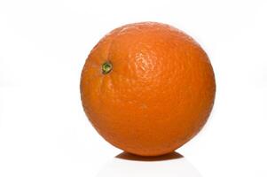One orange isolated on white background close up. Orange Clipping Path. Orange macro studio photo 1