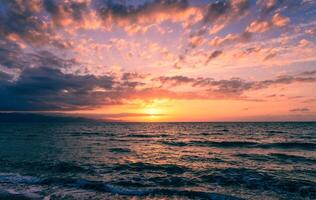 beautiful mediterranean tropical beach sunrise background photo