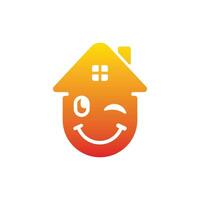 sonriente hogar moderno logo diseño, logo para tu aplicación, marca, compañía, y etc vector