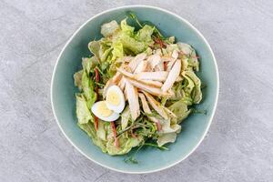 Unagi chicken salad with chicken fillet and quail eggs for the food delivery website 5 photo
