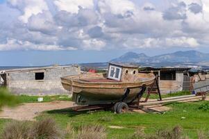 old fishing boat in a village in Cyprus 2 photo