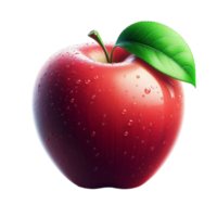Generated Ai Red apple with water drop png