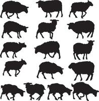 sheep silhouettes set vector