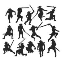 Assan ninja samurai silhouette , Assassin illustration, Martial art warrior on white background vector