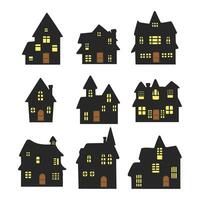 House silhouette , Lighted windows, Vintage Design Concept vector