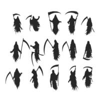 silhouette of the angel of death, the grim reaper carrying a sword, floating without legs, sickle vector