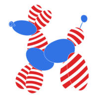 a dog with red, white and blue balloons png