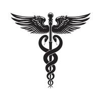 caduceo y personal de Hermes ilustración en negro y blanco vector