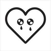 emoji heart illustration in black and white vector