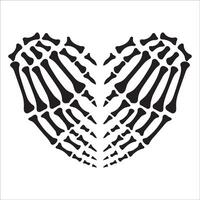skeleton hands heart illustration in black and white vector