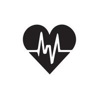 amor con latido del corazón y cuidado de la salud ilustración en negro y blanco vector