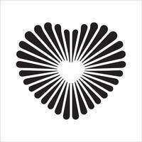 a radial heart illustration in black and white vector