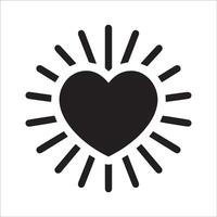 Sun heart illustration in black and white vector