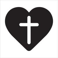 Jesus cross heart Illustration in black and white vector