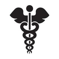 Caduceus and Staff of Hermes Illustration in black and white vector