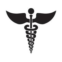 Caduceus and Staff of Hermes Illustration in black and white vector