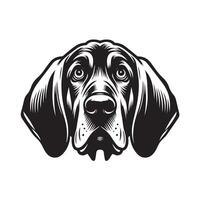 Anxious Bloodhound dog face illustration in black and white vector