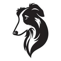 Sad Borzoi dog expression illustration in black and white vector