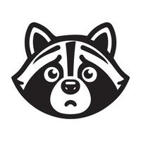 Raccoon Clipart - A Confused Raccoon face illustration in black and white vector
