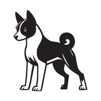 Basenji dog Angry Expression Illustration in black and white vector
