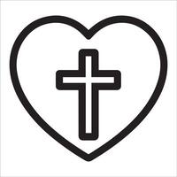 Jesus cross heart Illustration in black and white vector