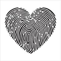 fingerprint heart illustration in black and white vector