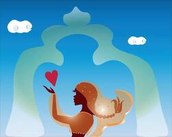 indian Charming Lady is looking for her true love. Eastern tales. Love concept vector