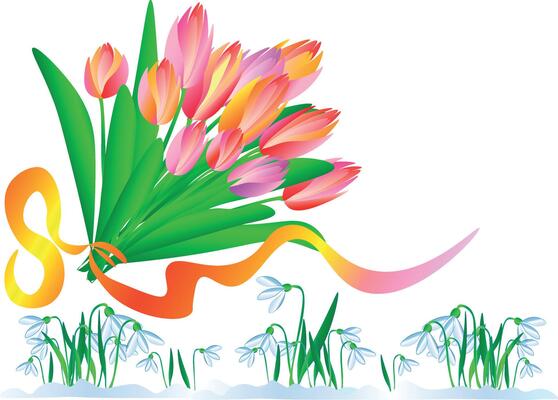 Spring came of a bouquet of beautiful tulips and blooming sweetdrops. Nature woke up in all its beauty.