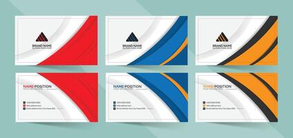 Colorful business card template design with mockup and icons vector