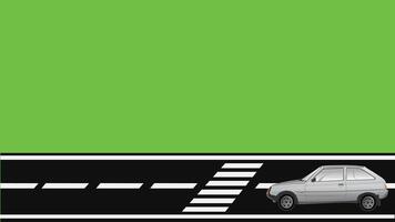 car on the road highway with green creen background vector