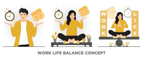 Flat work life balance concept illustration vector