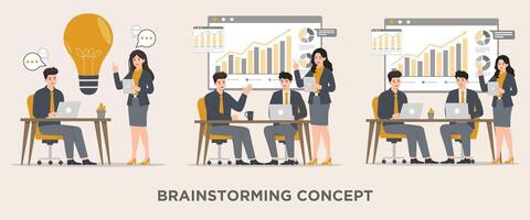 Flat Business brainstorming concept illustration vector