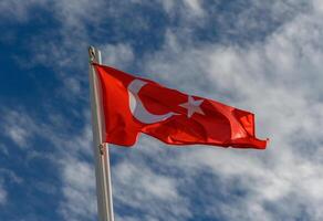 Turkey flag against the spring sky 7 photo