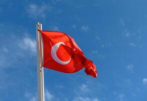 Turkey flag against the spring sky 11 photo