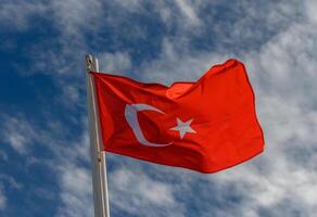 Turkey flag against the spring sky 6 photo