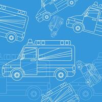 Editable Ambulance Vectorised Illustration in Outline Style as Seamless Pattern for Creating Background and Decorative Element of Healthcare Related Design vector