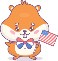 Patriotic hamster with flag png