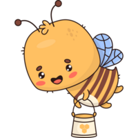 Bee with bucket of honey png