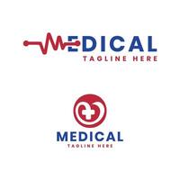 médico creativo texto establecido y icono marca logo diseño moderno mínimo concepto vector