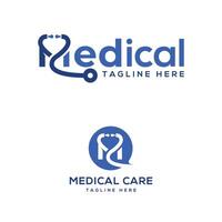 Medical Creative text based and icon mark logo design modern minimal concept vector