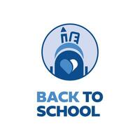 Back to school backpack logo design creative modern minimal concept vector