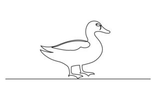 Duck in one continuous line drawing illustration vector