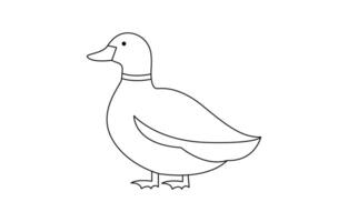 Duck in one continuous line drawing illustration vector
