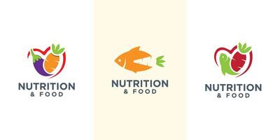 Food and Nutrition Healthy foods logo design collection set creative modern flat template vector