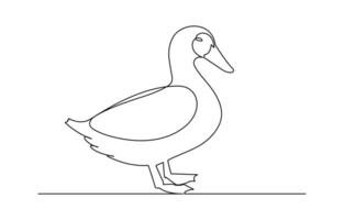 Duck in one continuous line drawing illustration vector
