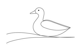 Duck in one continuous line drawing illustration vector