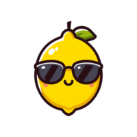 cute lemon wearing sunglasses cartoon icon character png