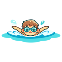 carino ragazzo nuoto cartone animato icona personaggio png