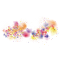 un esplosione di colorato Fumo nuvole.multicolore nebbia con blu e giallo particelle.esplosioni di colore polvere. png